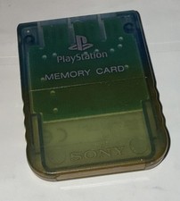 Sony PlayStation 1 PS1 Official OEM Memory Card Clear Blue Green Transparent
