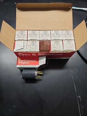 LOT 10 PASS & SEYMOUR 15A-250V STRAIGHT BLADE PLUG, #5666-XHG, 2-POLE 3-WIRE