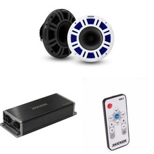 Kicker Marine KPX300.4 Powersports Amp 8" HLCD Marine LED Speakers Includ...