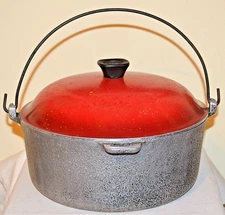 Vintage Club Hammered Aluminum Hammercraft 5 Qt Dutch Oven Pot with Orange Lid