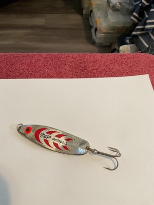 Mepps Syclops 3 Spoon 1oz BLACK Chrome RED HERRINGBONE LURE NEW