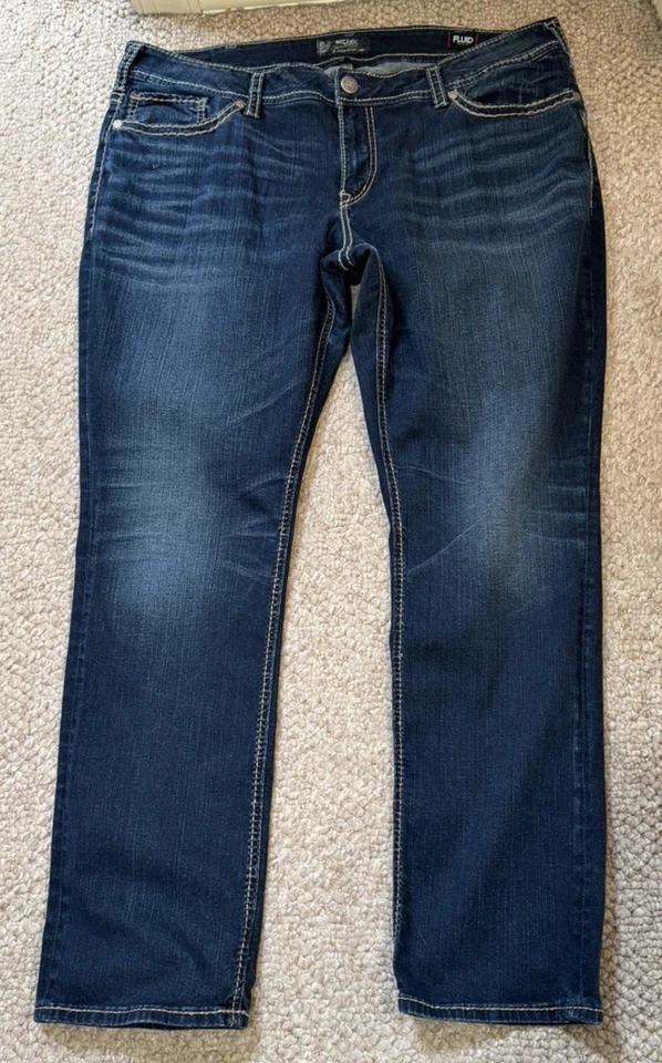 Pantalones de mezclilla azules fluidos rectos medios Silver Jeans Co. Suki talla 22/L32 nuevos sin etiquetas Foto 2 de 4