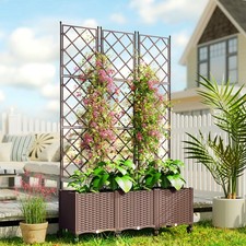 Raised Garden Bed with Trellis, Self Watering Outdoor Planter Box with Wheels