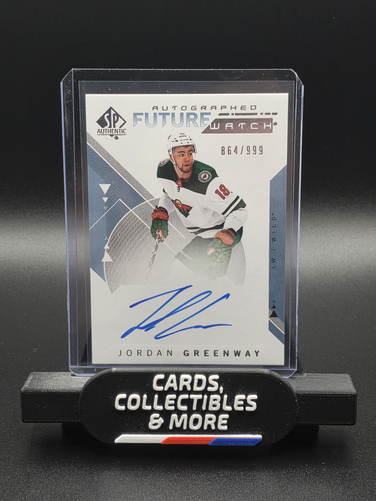 2018-19 SP Authentic Jordan Greenway Rookie RC Future Watch Auto /999 Wild