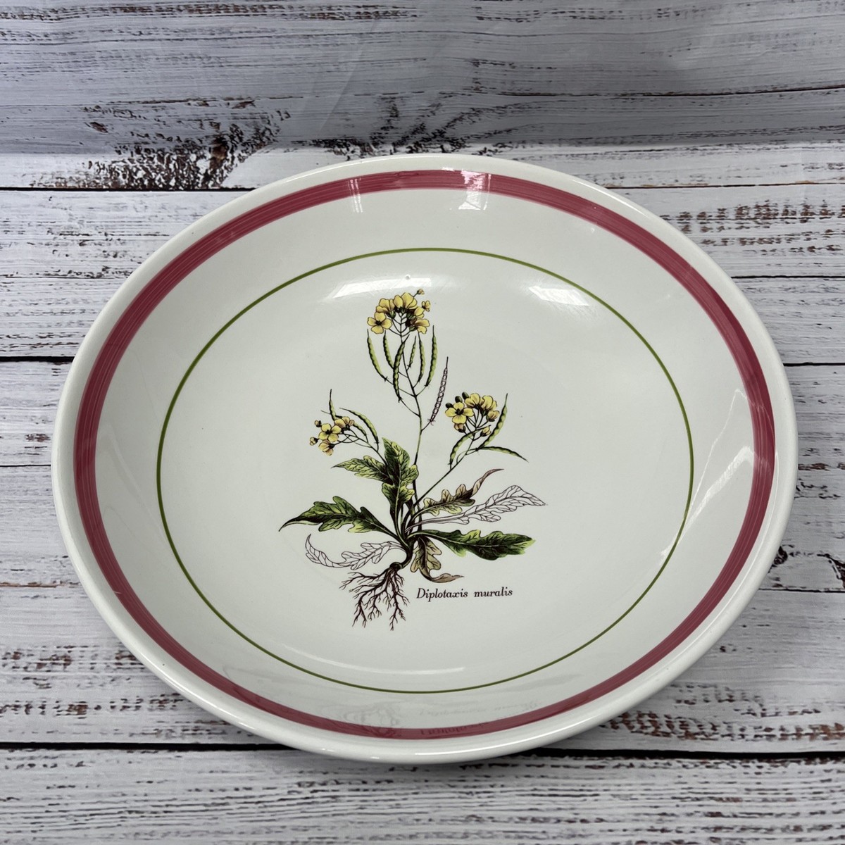 La Primula 13” Floral/Botanical White Pink Green Trim Serving