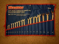 Westward 3Xu46 Combo Wrench Set, Full Polish, 7-27Mm, 17Pc