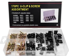 170 PCS Car U-Clip & Screw Assortment Kit Metal Body Panel Clips Fasteners Repla