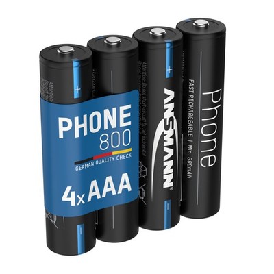 ANSMANN Telefon Akku AAA 800mAh NiMH 1,2V - DECT Akku wiederaufladbar (4 Stück)