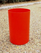Vintage Plastic KARTELL Red Round Wastebasket Trash Can Planter 14-3/4" Tall
