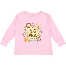 Inktastic Big Sister Toddler Long Sleeve T-Shirt Safari Animals Woodland Jungle
