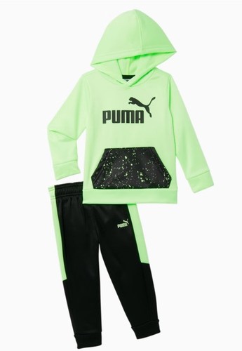 NWT Puma Splatter 2 Piece Youth Size Small Active Wear Hoodie/Pants Fizzy Apple