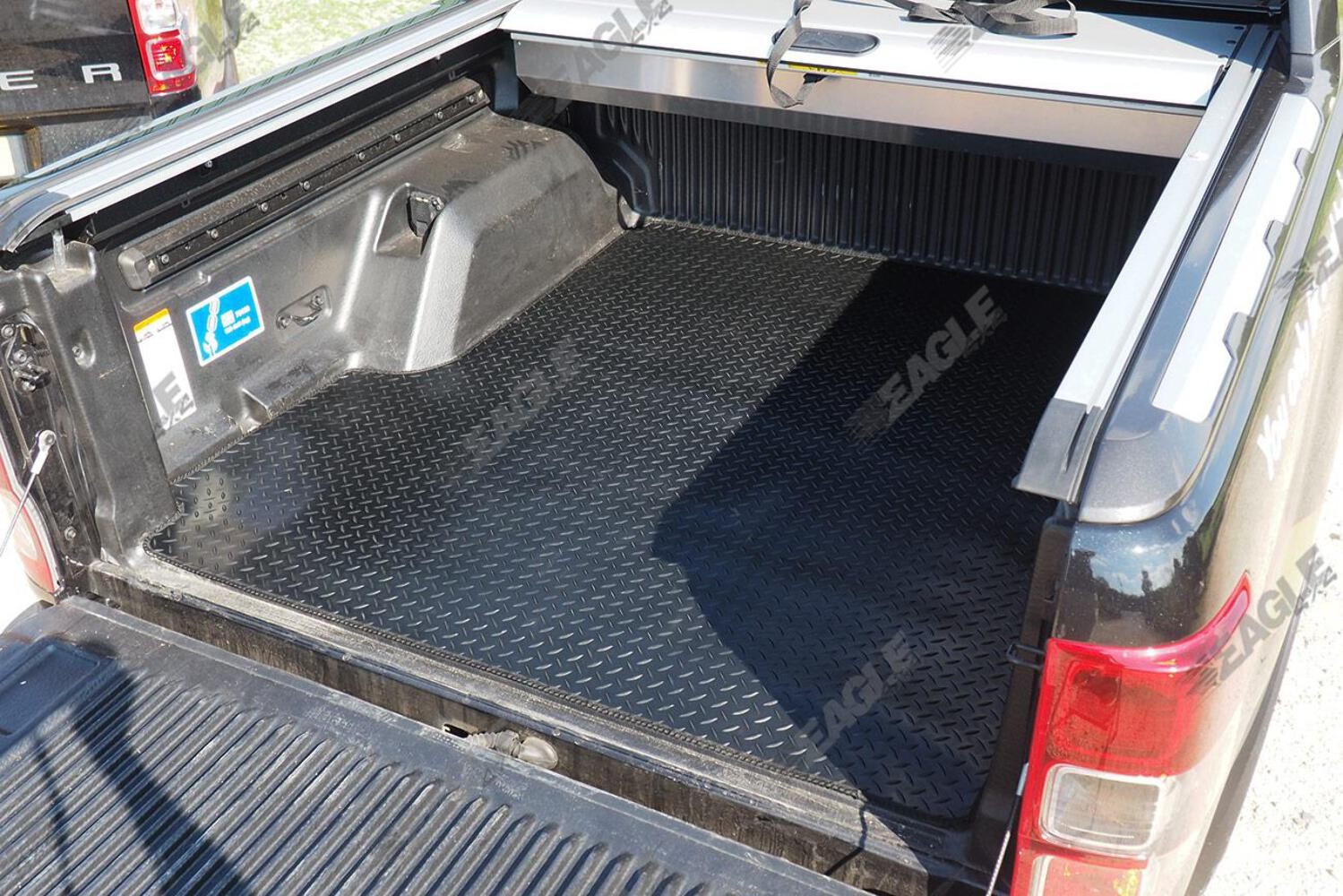 Ford Ranger T6 Chequered Rubber Load Bed Liner Boot Mat + Tailgate Section
