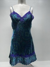 Victorias Secret Slip Dress Nightgown Satin Paisley Pleated Gold Label Size P