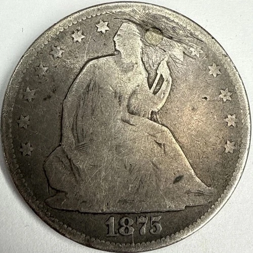 1875 Plugged Seated Liberty Half Dollar Exact Coin Imaged #SL270