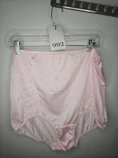 Vintage Teri 100% Nylon Pink Panties Lace Detail Style 334XXX Size 14