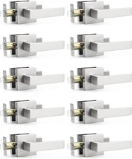 10 Pack Square Door Lever Door Lock Handle Lockset Keyless Doorknobs Passage Kno