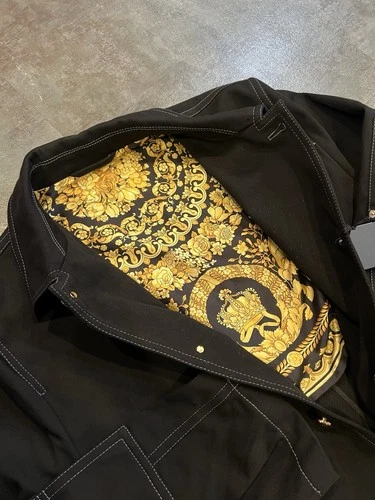 VERSACE ABBIGLIAMENTO Gabardine Single breasted Coat In Black Men Sz 54 $2825 image 20