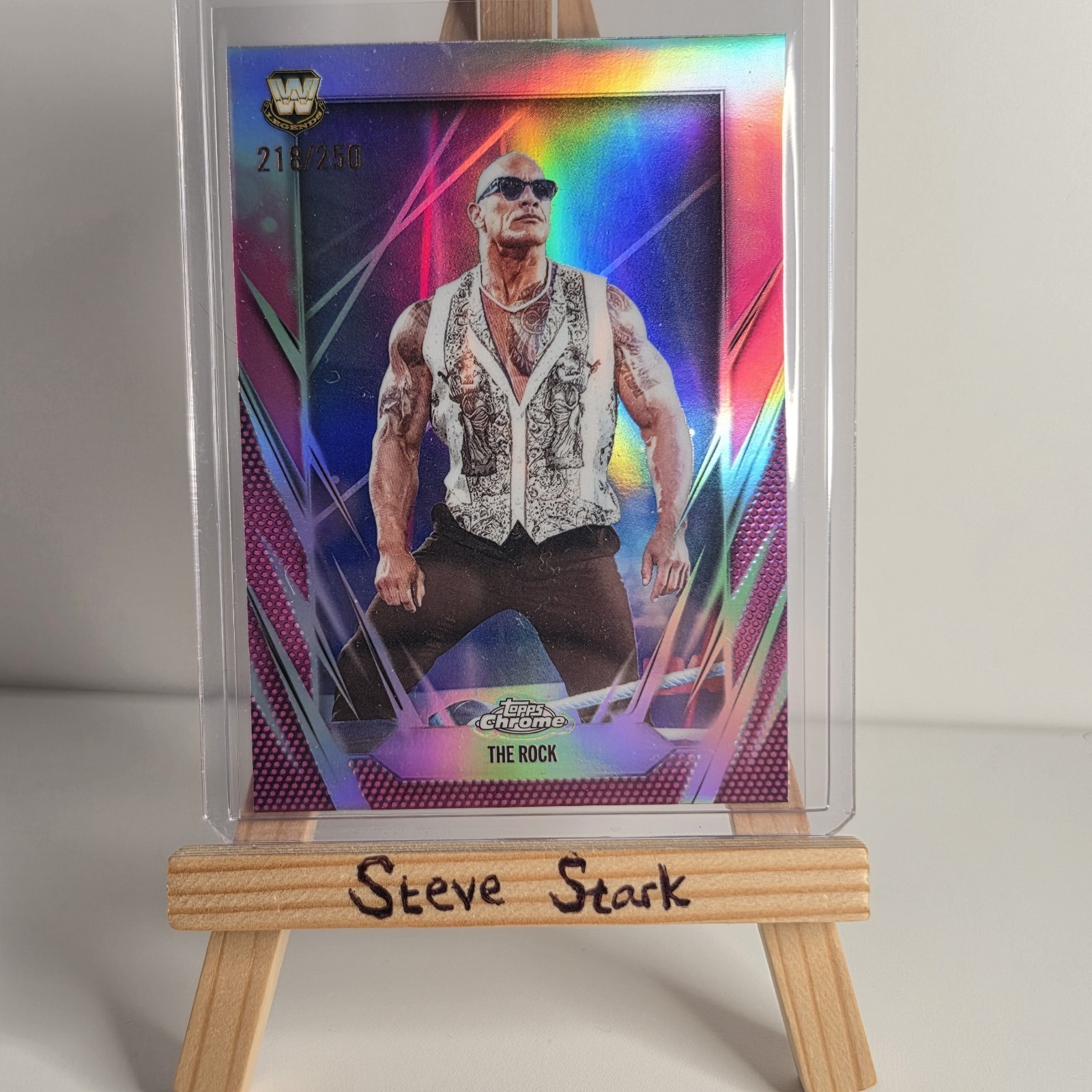 2026 Topps Chrome WWE The Rock Pink Refractor 218/250