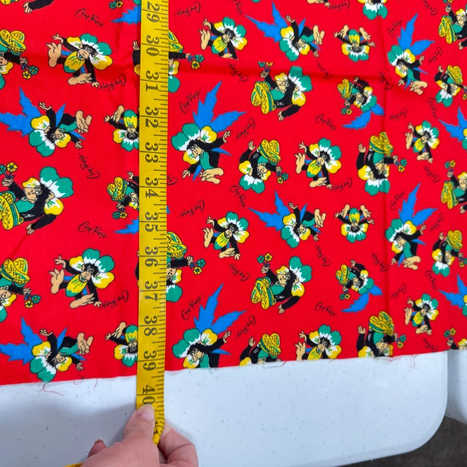 Vintage sykel enterprise quilting Fabric red floral monkey 30x39 1 yards - Image 4 of 4