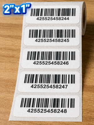 [QTY 1000] SERIAL NUMBER BAR CODE LABELS STICKERS-INVENTORY-ASSET-TRACKING-2X1