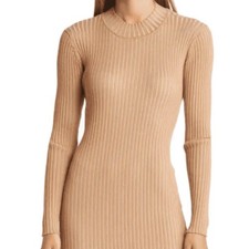 Vero Moda Ribbed Open Back Mock Neck Bodycon Dress, size Large, NWOT