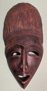 Vintage Hand-Carved Wooden Mask (Folk/Tribal Style)
