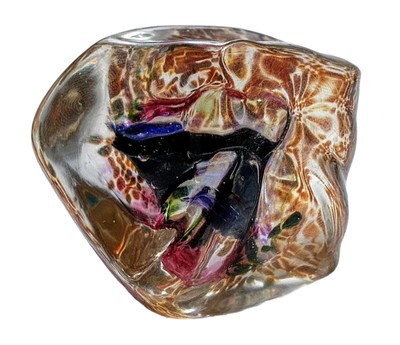 Timothy E Landers Signed Paperweight Dichroic Art Glass ''Moon Rock'' 2 1/2 in. 