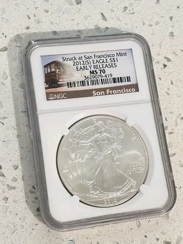 NGC-MS70 2012-S Silver Eagle Coin  From San Francisco Mint Early Releases