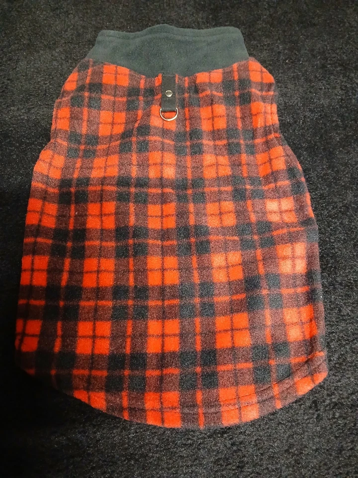 XLG  Red & Black Plaid Flannel Doggy Vest /Shirt - Image 2 of 4