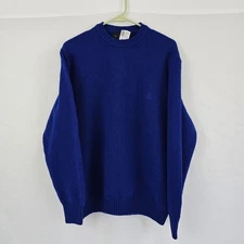 Valentino Jeans Men's 100% Wool Sweater Blue Logo Crewneck Size 50 New NWT