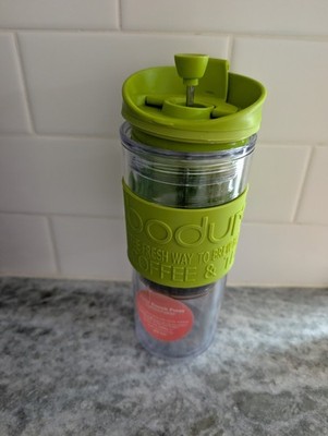 Bodum Travel Press Coffee & Tea Tumbler Green Plastic Double Wall French Press