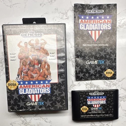 Sega Genesis American Gladiators game CIB w/Manual & Case COMPLETE - MINT