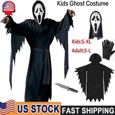 Kids Scream Ghost Face Cosplay Halloween Costume Death Fancy Dress & Mask 2025