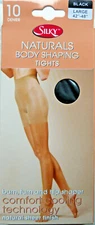 Silky Large Size Body Shaping 10 Denier Tights with Spandex in Black