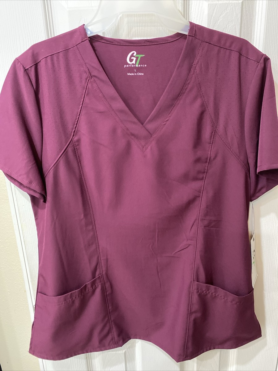 GT Performance Scrub Top Womens Berry Color Solid Large NWT | eBay