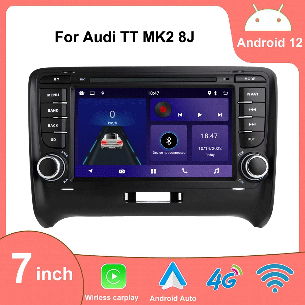 For Audi TT Android 12 Car Stereo Radio Sat Nav Head Unit CarPlay Bluetooth WiFi