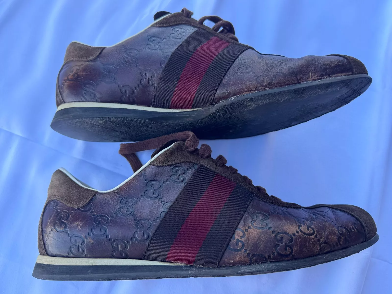 Baskets homme Gucci en cuir marron
