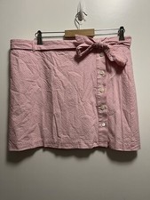 Vineyard Vines Pink White Seersucker Side Button Tie Waist Skirt 14