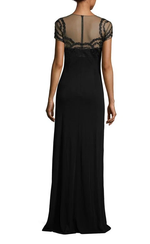 Nuevo con etiquetas Vestido David Meister Negro Encaje Apliques Ilusión 14 $595 Foto 4 de 4