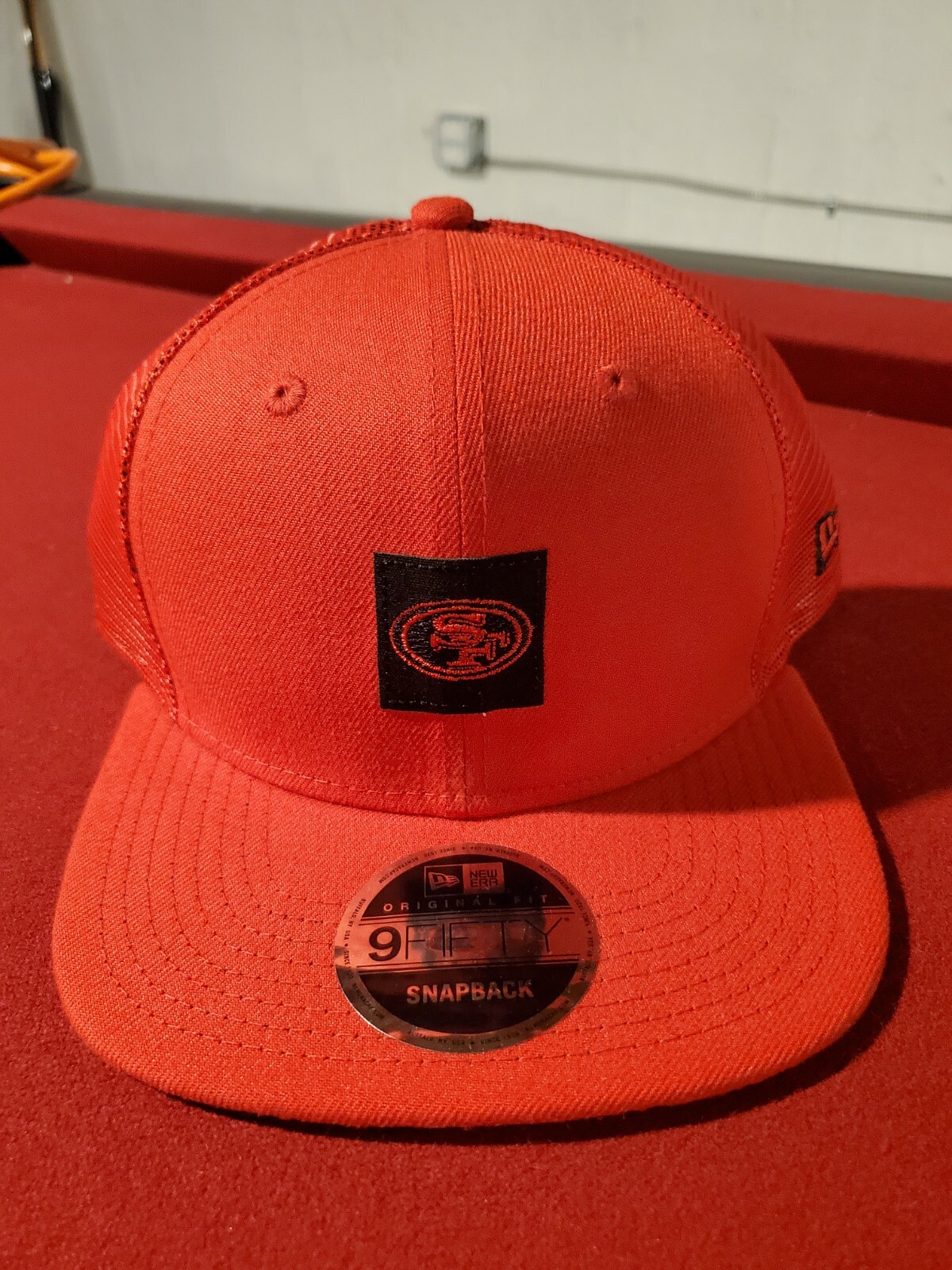 men's san francisco 49ers new era black shanahan square trucker 9fifty adjustable snapback hat
