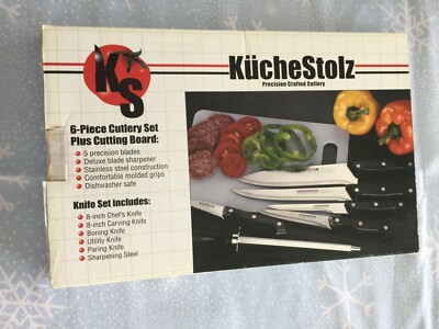 KucheStolz Knives Precision Crafted Steel Cutlery Set of 6 With Sharpener
