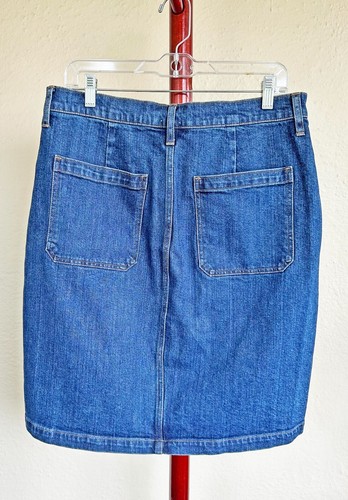 J. Crew dunkelblau Stretch Denim Knopfleiste Rock 4 Taschen Gr. 31 Neu mit Etikett UVP $ 98 - Bild 2 von 9