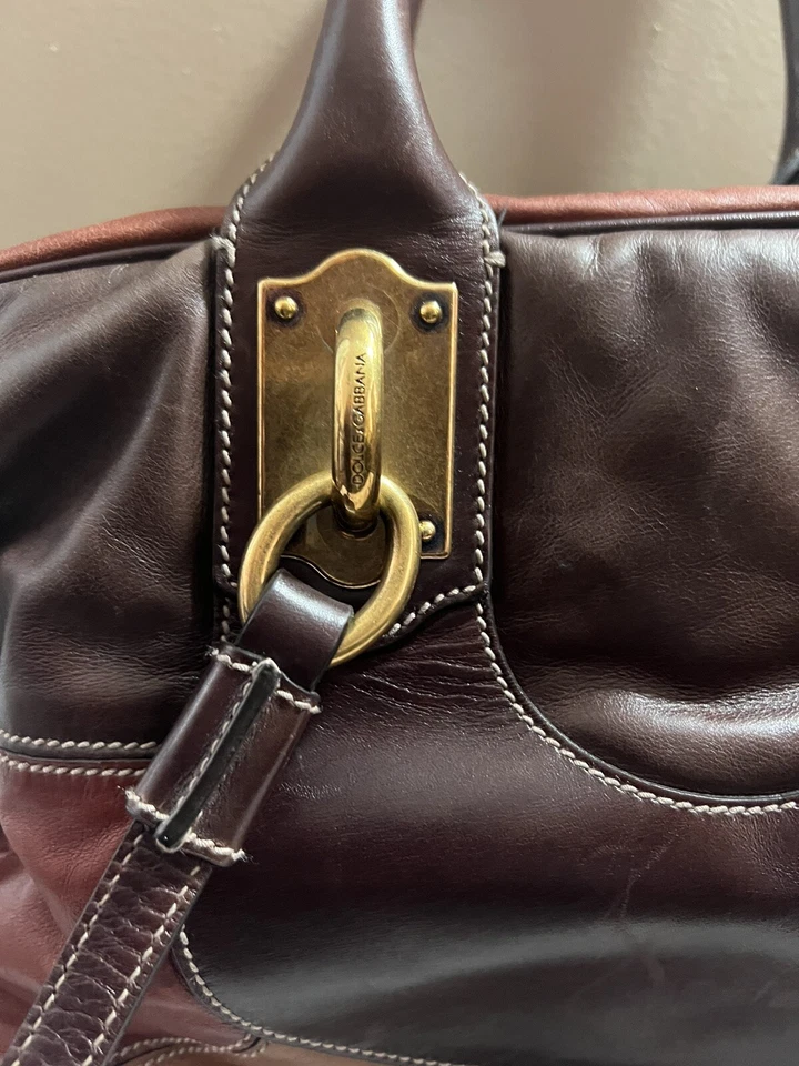 Dolce & Gabbana Brown & Red Miss Edge Leather Handbag Italy - Image 2 of 4