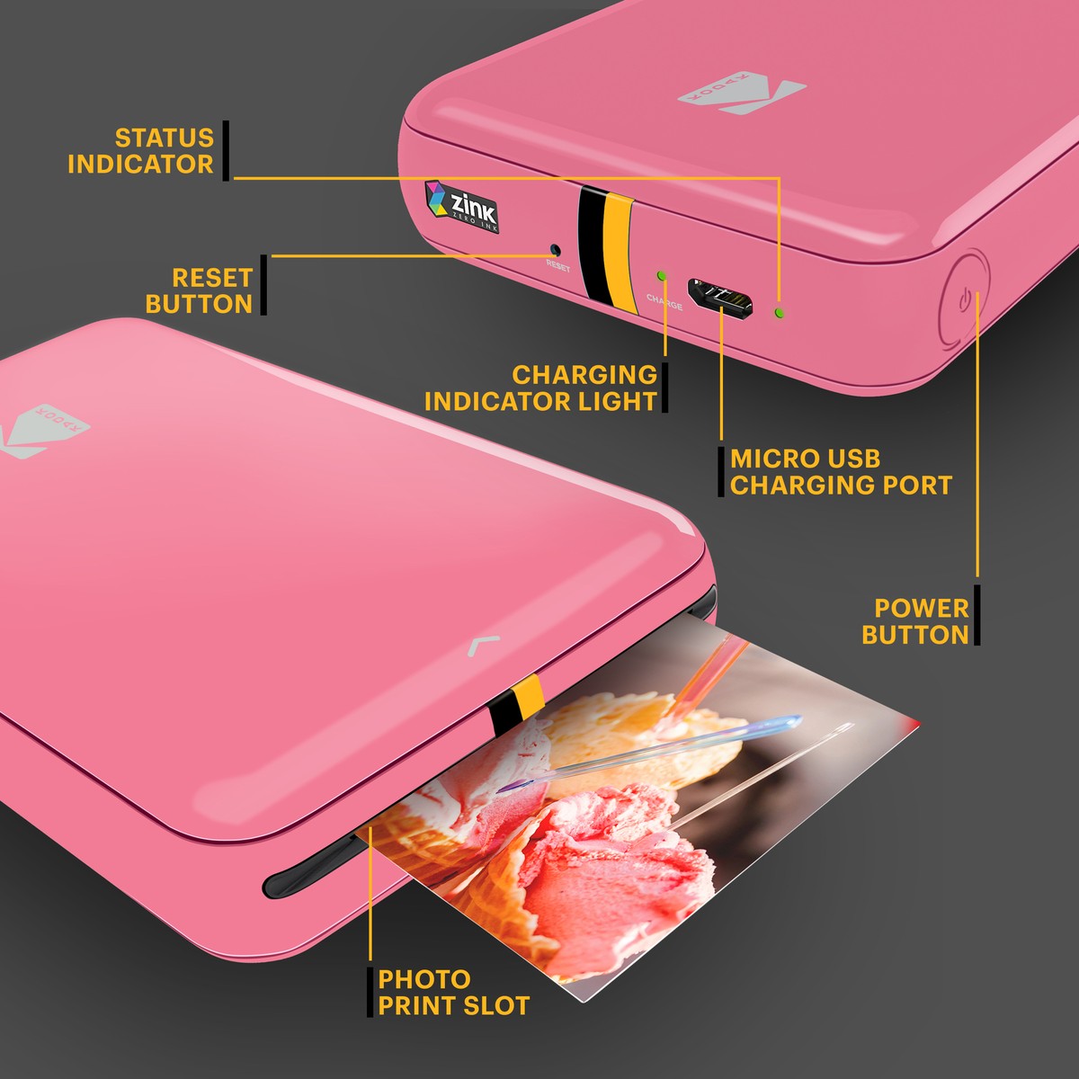 Kodak Step Mobile Instant Photo Printer, Zink 2x3 Mini Printer