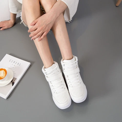 Womens Hidden Wedge Heel Ankle High Top Trainers Lace Up Sneakers Sport Shoes UK - Picture 5 of 18