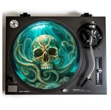Turntable Slipmat for Vinyl Record Player  12" Player DJ Slip Mat Cthulhu Skull