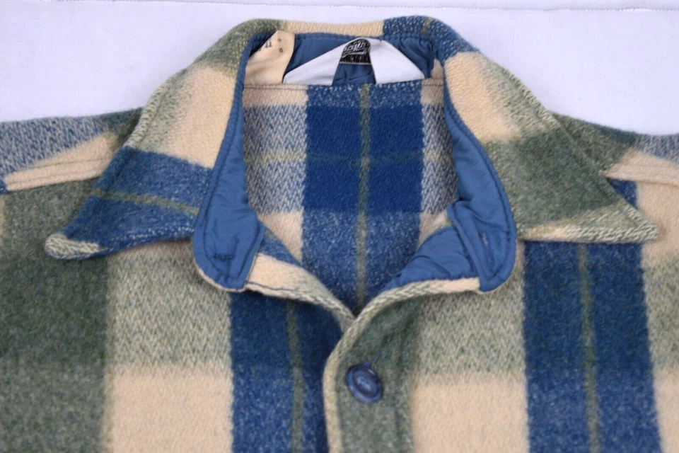 Chaqueta Camisa Vintage Woolrich Cuadros Talla M Años 70 Grande 3 Azul Búfalo Verde Marfil Foto 3 de 4