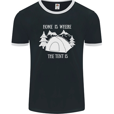 Home Is Where the Tent Is Funny Camping Mens Ringer T-Shirt FotL
