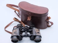 VINTAGE GAVET PARIS Long Champ 8×50 BINOCULARS & BROWN LEATHER CASE