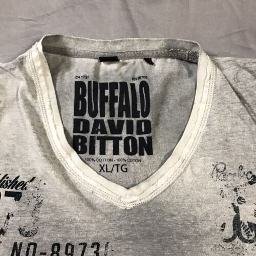 Camicia uomo Buffalo David Bitton extra large grigia stampa grafica scollo V - Foto 2 di 10